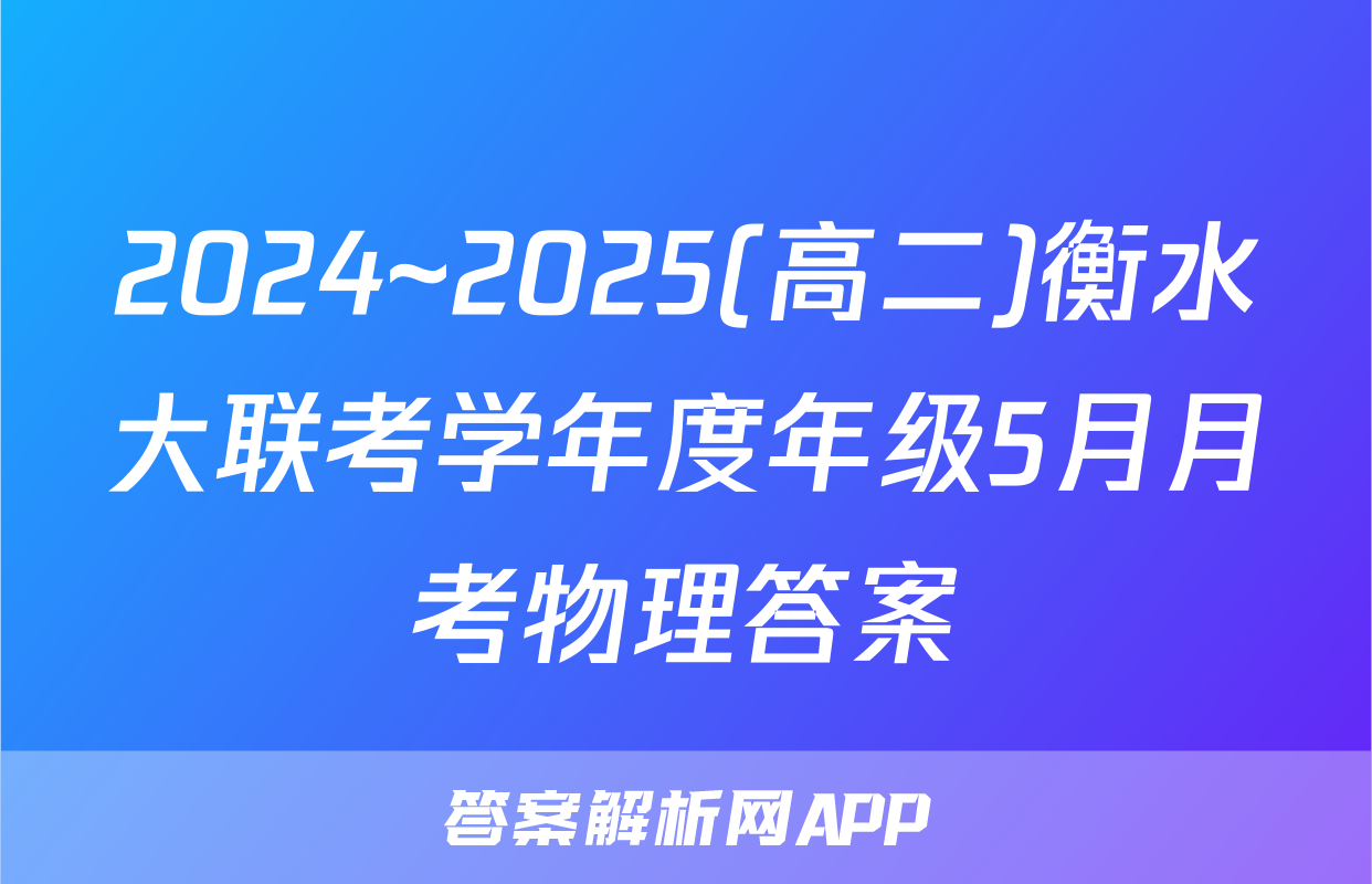 2024~2025(高二)衡水大联考学年度年级5月月考物理答案